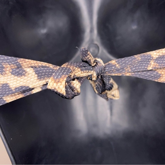 Small Despi Leopard Print Swim Top Padded Strapless Retro Pinup Tie Closure - Picture 7 of 10